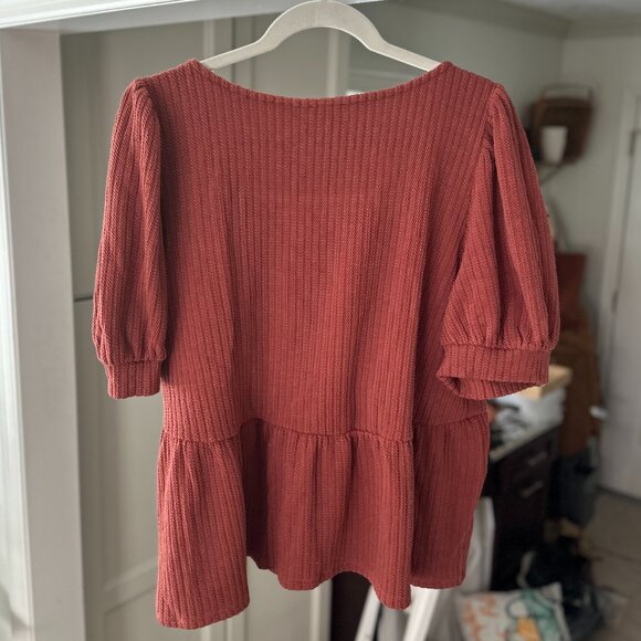 Arula NWT Puff Sleeve Peplum Top 1XL (A) - Picture 5 of 5